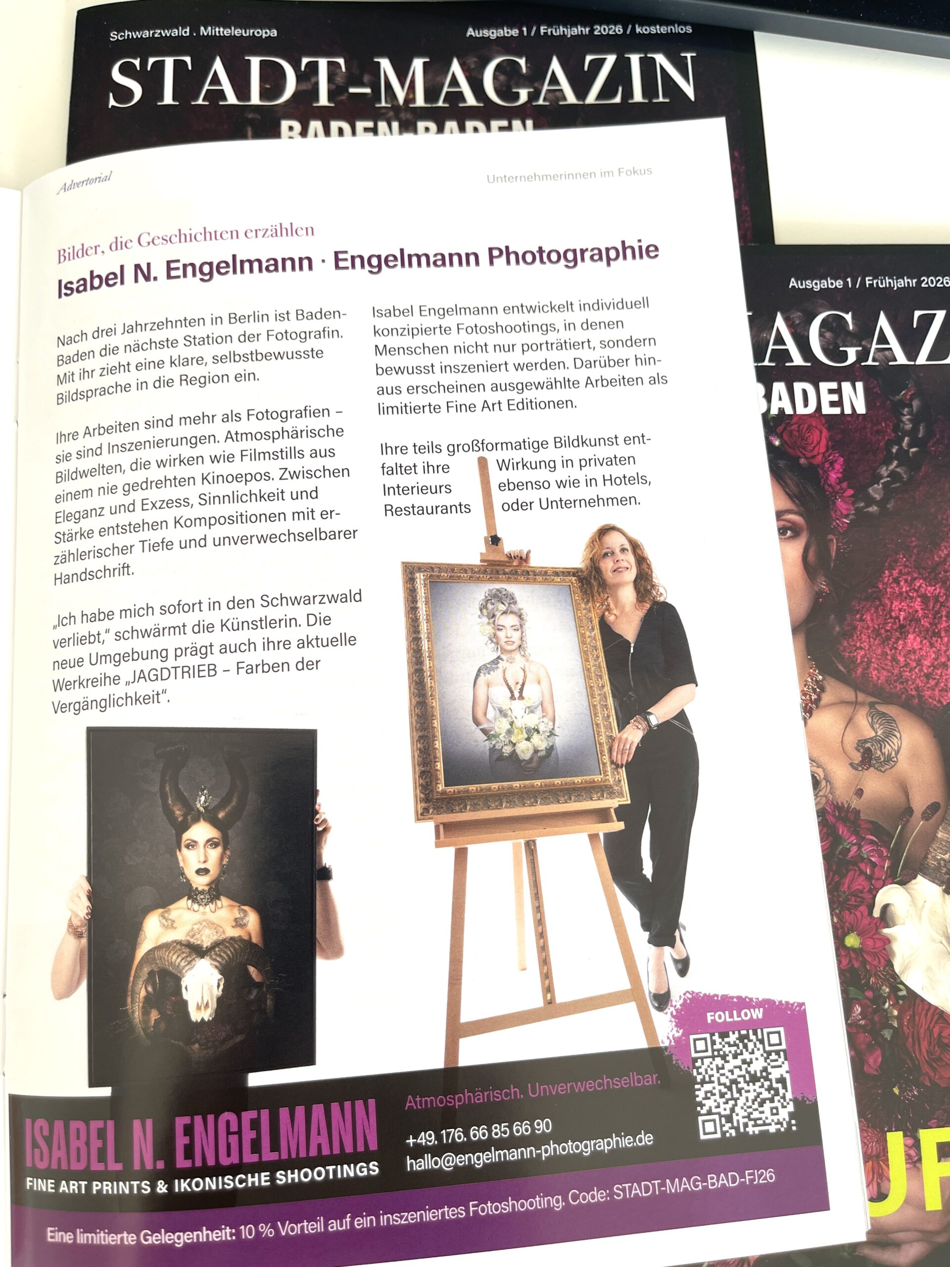 Artikel über die Fotografin Isabel Engelmann im Stadtmagazin Baden-Baden