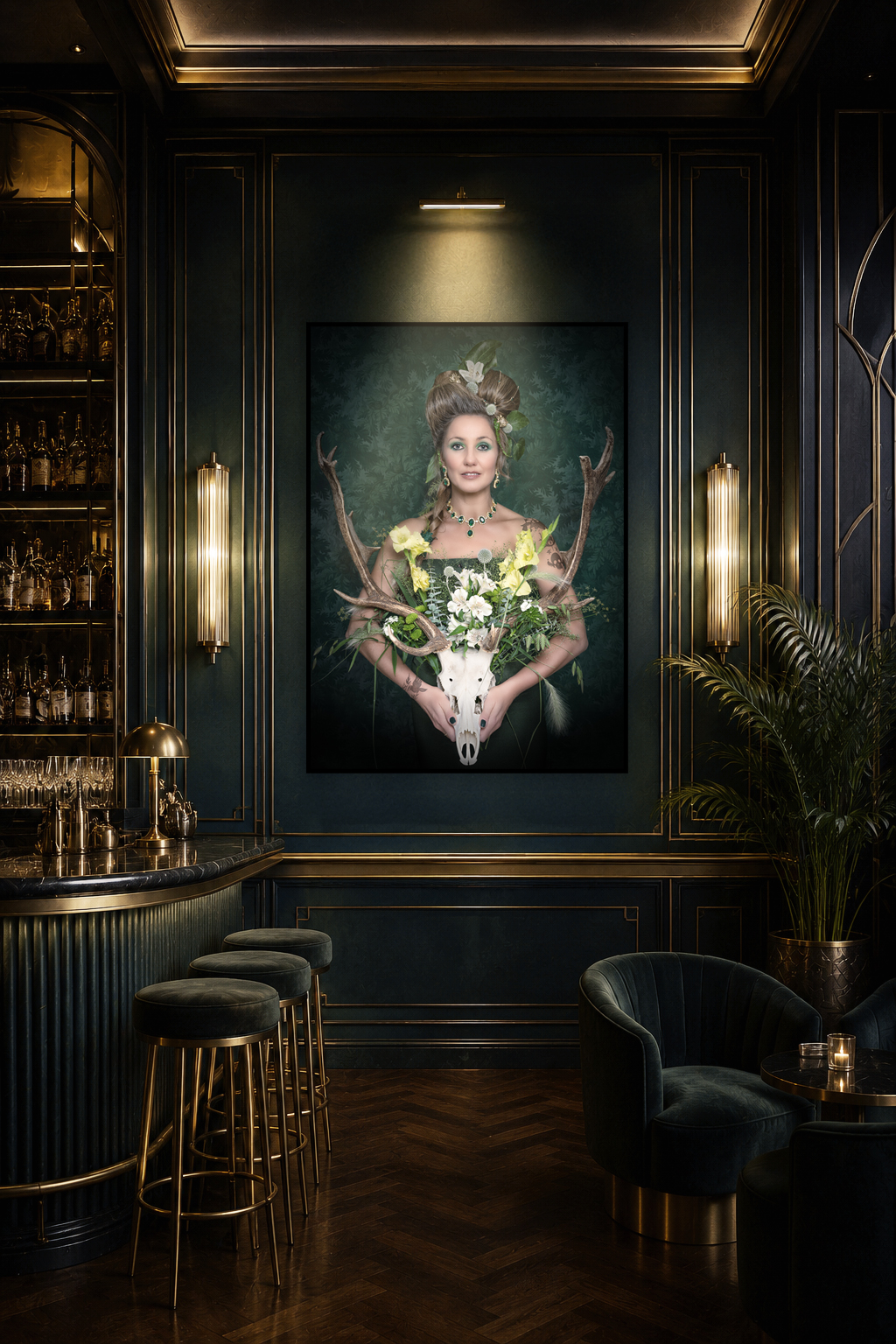 Hotelbar mit dem Werk Viriditas der Künstlerin Isabel Engelmann